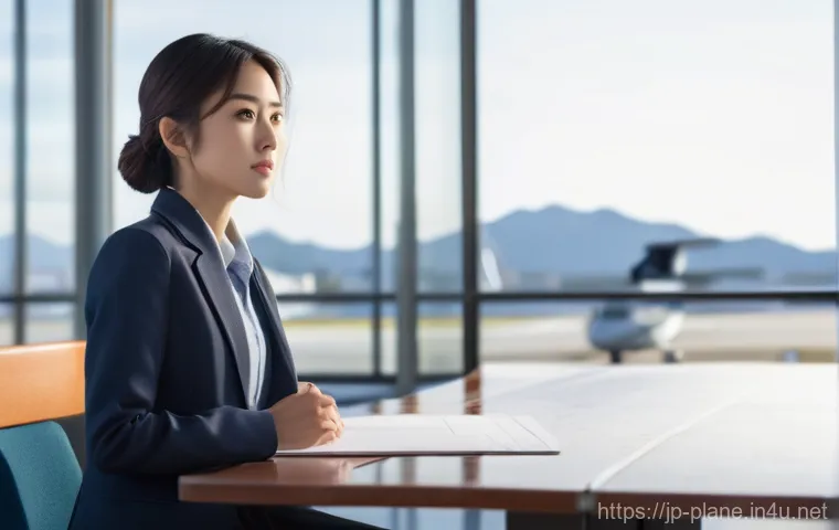 항공정비사 학원 선택 팁 - **Prompt:** A highly detailed, realistic image of a determined young Japanese woman (early 20s) with...