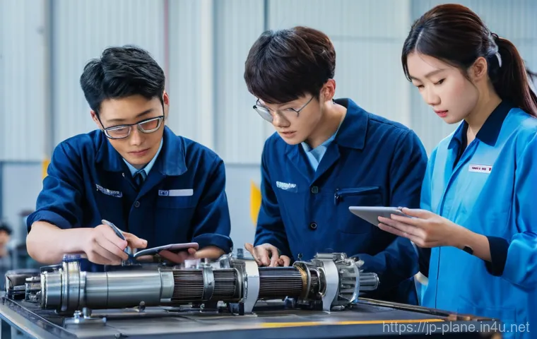항공정비사 학원 선택 팁 - **Prompt:** A highly detailed, realistic image of a determined young Japanese woman (early 20s) with...
