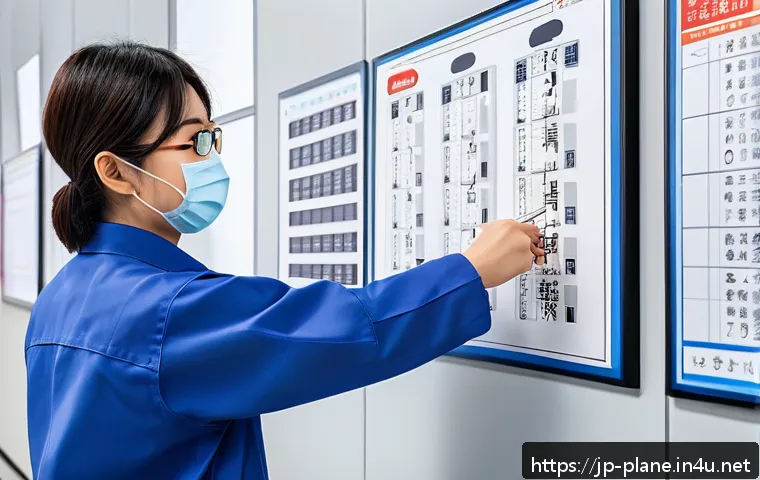 항공정비사 실기 시험의 어려움 - A focused young Japanese professional practicing a hands-on technical skill test in a modern trainin...